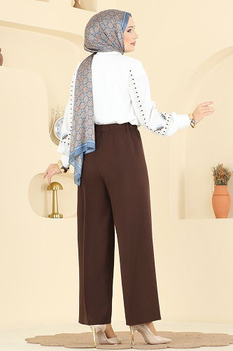 moda selvim بنطلون بني 0651ERK1158 - Thumbnail
