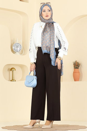 moda selvim بنطلون بني 0651ERK1158 - Thumbnail