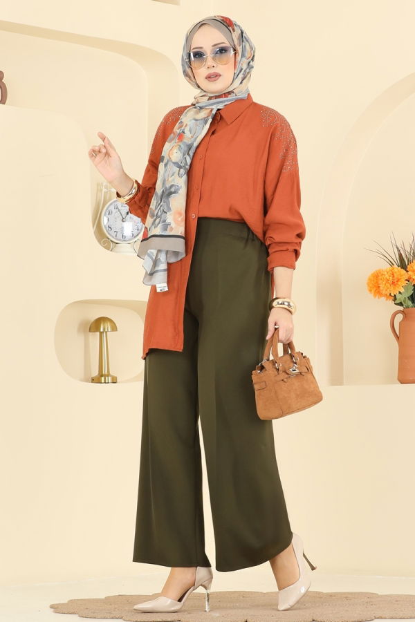 Modaselvim البنطلونات بنطلون اخضر عفني 0651ERK1158