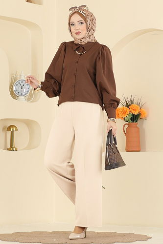 moda selvim Pants 0651ERK1158 Stone - Thumbnail