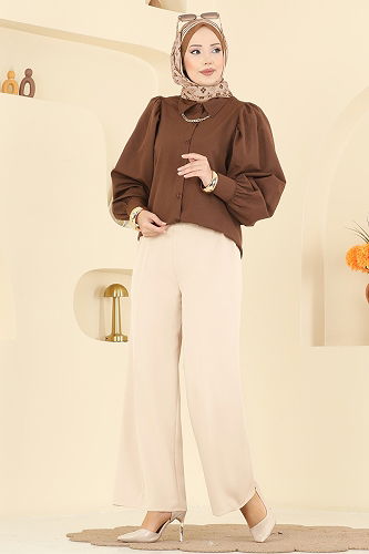 moda selvim بنطلون بيج 0651ERK1158 - Thumbnail