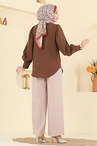 moda selvim بنطلون بيج 0651ERK1158 - Thumbnail