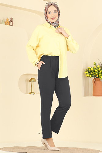 moda selvim بنطلون رمادي غامق 0652ERK1158 - Thumbnail