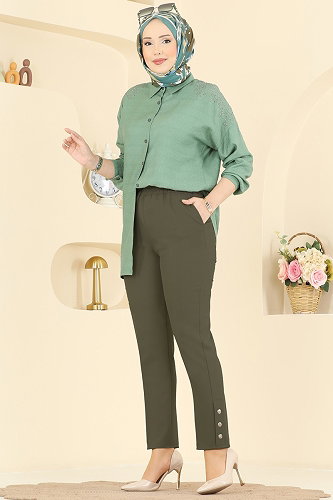 moda selvim Pants 0652ERK1158 Khaki - Thumbnail