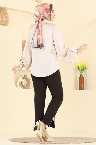 moda selvim Pants 0653ERK1158 Brown - Thumbnail