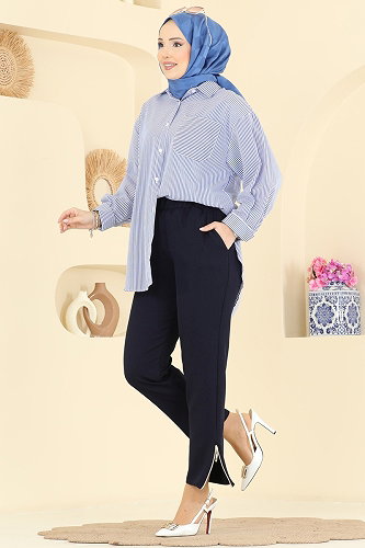 moda selvim Pants 0653ERK1158 Navy Blue - Thumbnail