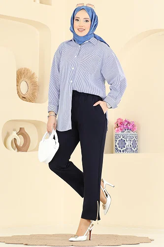 moda selvim بنطلون كحلي 0653ERK1158 - Thumbnail