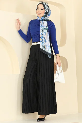 moda selvim بنطلون أسود 0654ERK1158 - Thumbnail