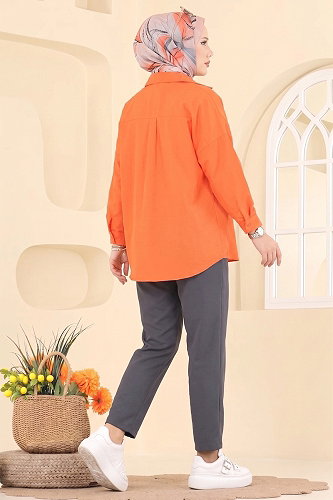 moda selvim بنطلون رمادي غامق 0884ART1138 - Thumbnail