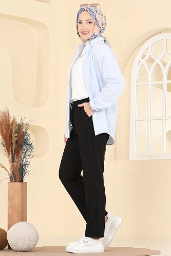 moda selvim بنطلون أسود 0884ART1138 - Thumbnail