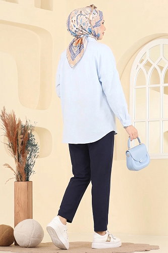 moda selvim Pants 0884ART1138 Navy Blue - Thumbnail