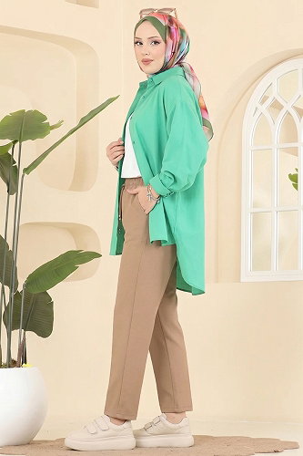 moda selvim بنطلون بيج 0884ART1138 - Thumbnail
