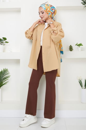 moda selvim Pants 10072ETT926 Brown - Thumbnail