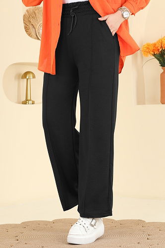 moda selvim بنطلون أسود 1016ETT926 - Thumbnail