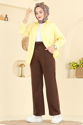 moda selvim بنطلون بني 1016ETT926 - Thumbnail