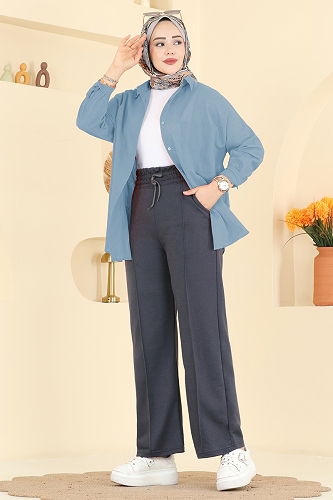 moda selvim Pants 1016ETT926 Light Anthracite - Thumbnail