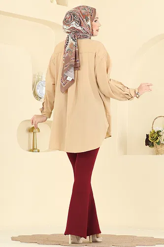 moda selvim بنطلون خمري 1106BRZ597 - Thumbnail