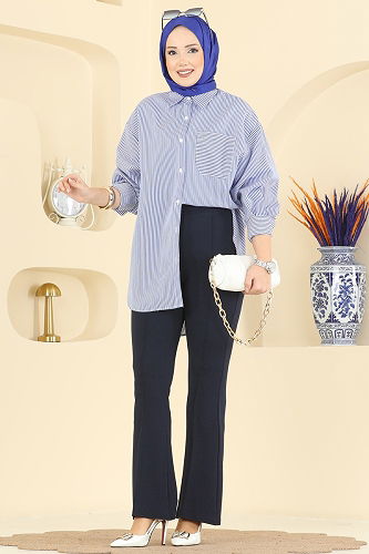 moda selvim Pants 1106BRZ597 Navy Blue - Thumbnail