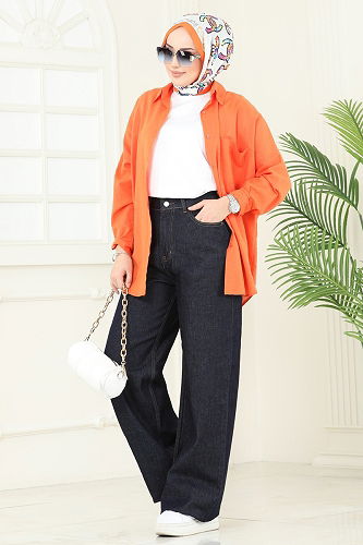 moda selvim بنطلون جينز غامق 11071PGS1067 - Thumbnail