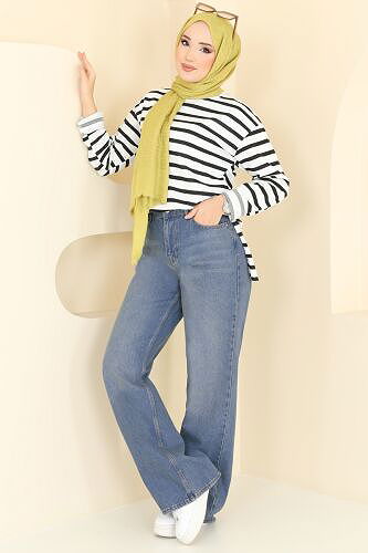 moda selvim بنطلون جينز فاتح 11071PGS1067 - Thumbnail