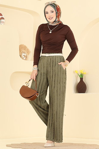 moda selvim بنطلون اخضر عفني 154NZRK1200 - Thumbnail