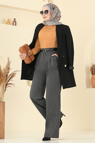 moda selvim بنطلون رمادي غامق 20101ABK1075 - Thumbnail