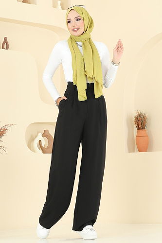 moda selvim بنطلون أسود 20101ABK1075 - Thumbnail