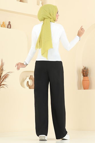 moda selvim بنطلون أسود 20101ABK1075 - Thumbnail