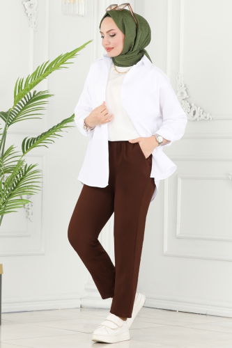 moda selvim Pants 250MP806 Brown - Thumbnail