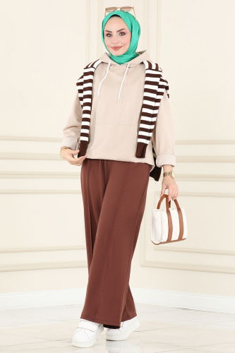 moda selvim PANTS 3042MNT741 Brown - Thumbnail