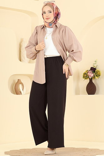moda selvim Pants 3888BLU797 Bitter Brown - Thumbnail