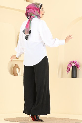 moda selvim بنطلون أسود 3888BLU797 - Thumbnail