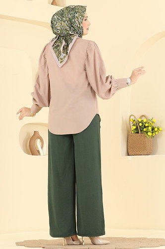 moda selvim Pants 3888BLU797 Dark Khaki - Thumbnail