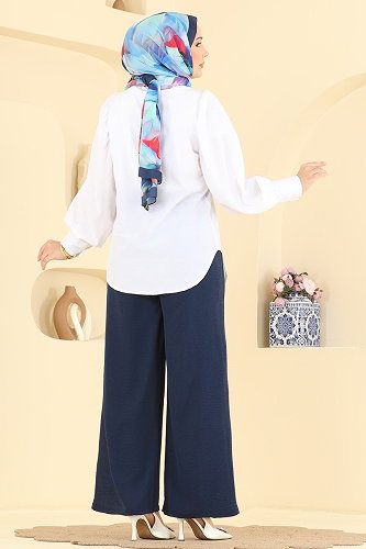 moda selvim بنطلون كحلي 3888BLU797 - Thumbnail