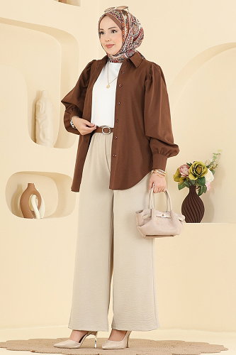 moda selvim بنطلون بيج 3888BLU797 - Thumbnail