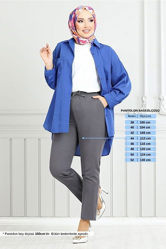 moda selvim بنطلون رمادي غامق 4022YGS898-M - Thumbnail