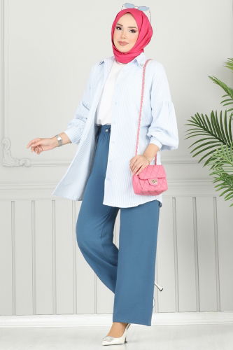moda selvim بنطلون ازرق 4053PM271 - Thumbnail