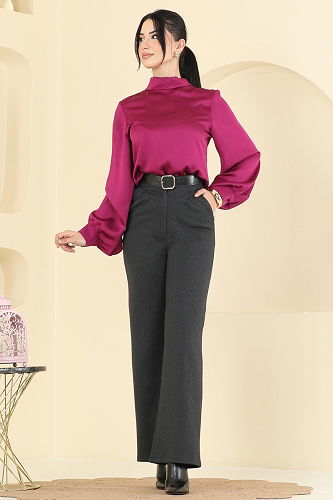 moda selvim بنطلون رمادي غامق 4131PM271 - Thumbnail