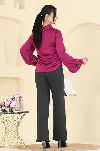 moda selvim بنطلون رمادي غامق 4131PM271 - Thumbnail