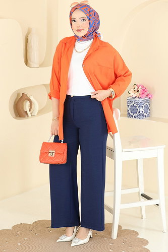 moda selvim Pants 5012BM387 Navy Blue - Thumbnail