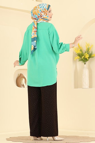 moda selvim بنطلون بني غامق 5674ZNNK1102 - Thumbnail