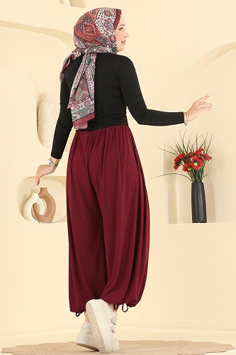 moda selvim Pants 5679ZNNK1102 Burgundy - Thumbnail