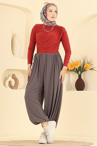 moda selvim بنطلون بيج غامق 5679ZNNK1102 - Thumbnail