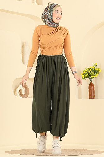 moda selvim بنطلون اخضر عفني 5679ZNNK1102 - Thumbnail