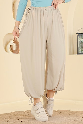 moda selvim بنطلون بيج فاتح 5679ZNNK1102 - Thumbnail