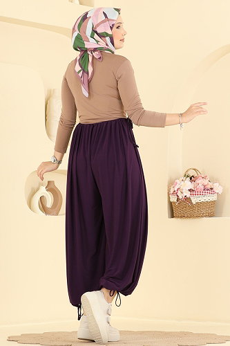 moda selvim بنطلون أرجواني 5679ZNNK1102 - Thumbnail