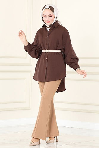 moda selvim بنطلون بيج غامق 5730AYD574 - Thumbnail