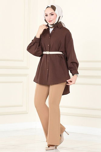 moda selvim بنطلون بيج غامق 5730AYD574 - Thumbnail