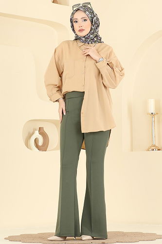 moda selvim بنطلون اخضر عفني 5730AYD574 - Thumbnail