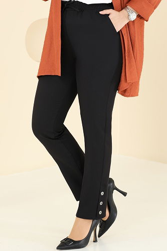 moda selvim بنطلون أسود 6627YG95 - Thumbnail